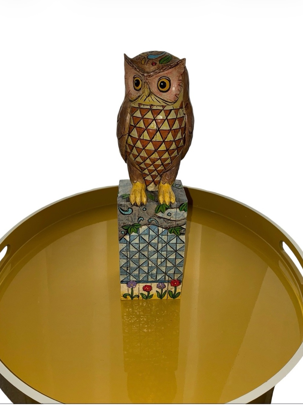 Vintage 2005 Jim Shore Owl on Detailed Pedestal, Heartwood Creek Enesco
